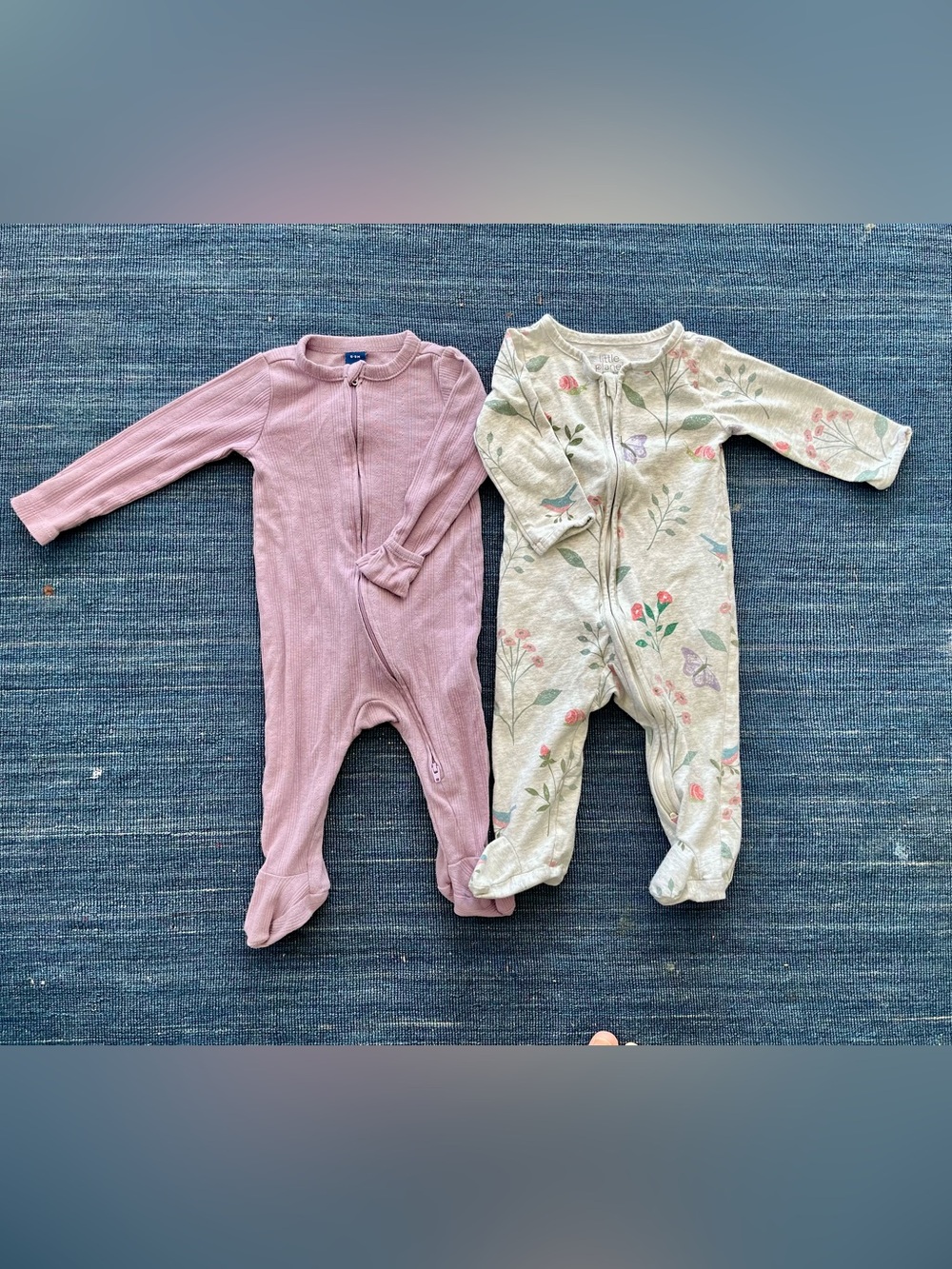 Baby One-Piece Footed Pyjamas bundle - Purple and Floral - Size 6-9 months